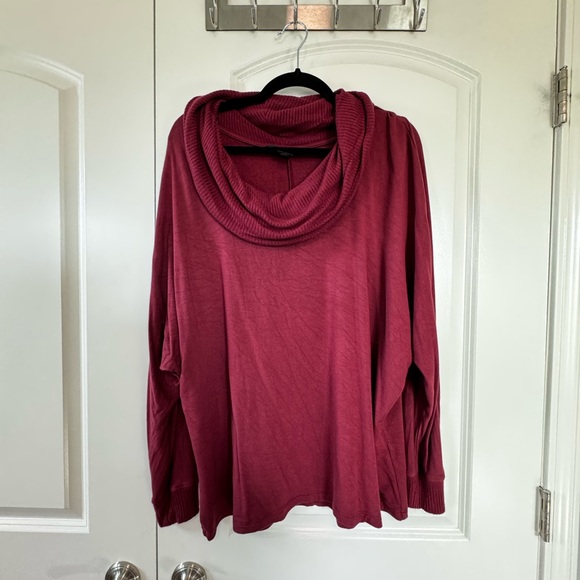 Tahari Burgundy Knit Cowl Neck Top 1x - Picture 1 of 8